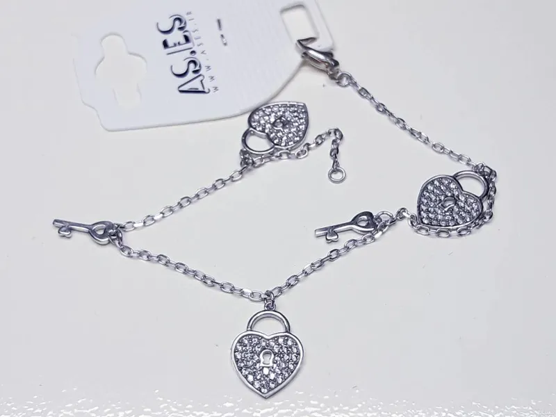 دستبند نقره تمام دستساز تایلندی آبآب طلاسفید