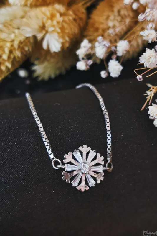 دستبند نقره کراواتی سایزشو خارجی آبکاری طلا سفید