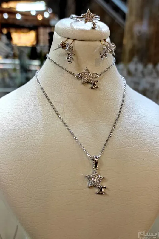 ست نقره تمام دستساز آبطلا سفید ایتالیایی