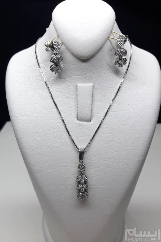 نیم ست نقره تمام دستساز تایلندی آبکاری آب طلا سفید