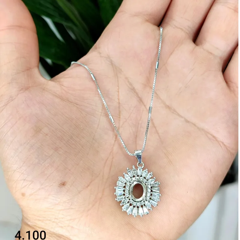 رکاب پایه گردنی 925 ایتالیا دستساز روکش طلاسفید