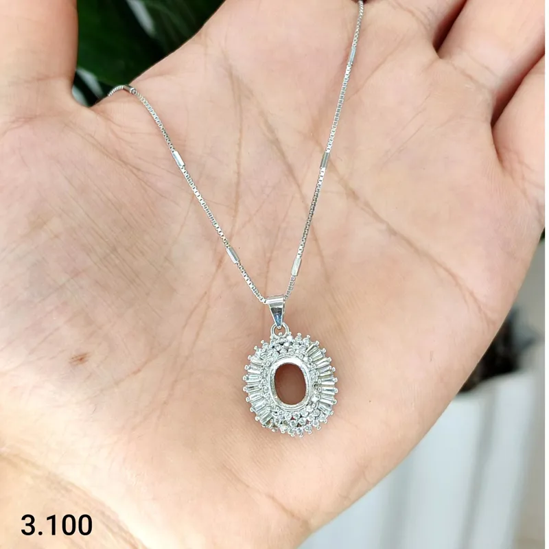 رکاب پایه گردنی 925 ایتالیا دستساز روکش طلاسفید