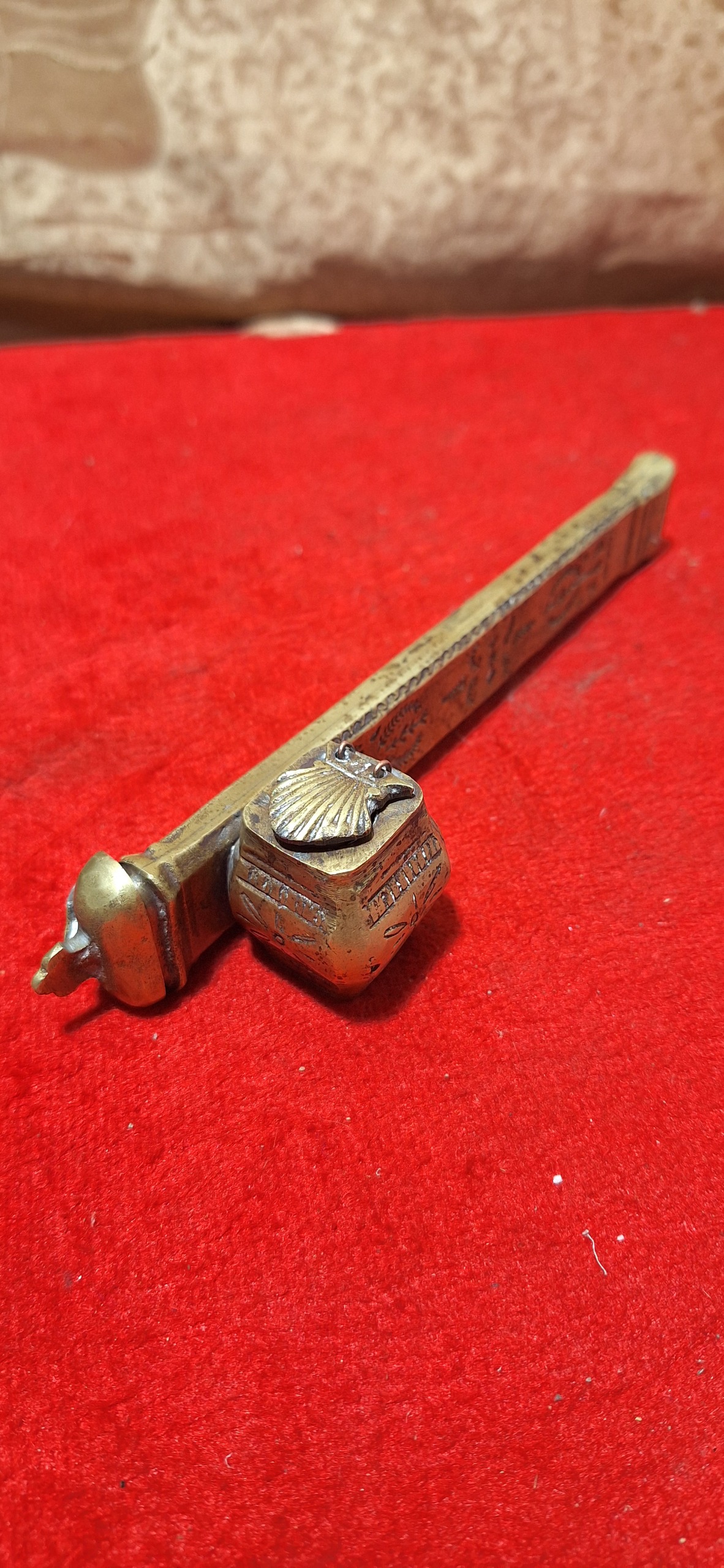 قلمدان ومرکبدان برنجی قلم زنی