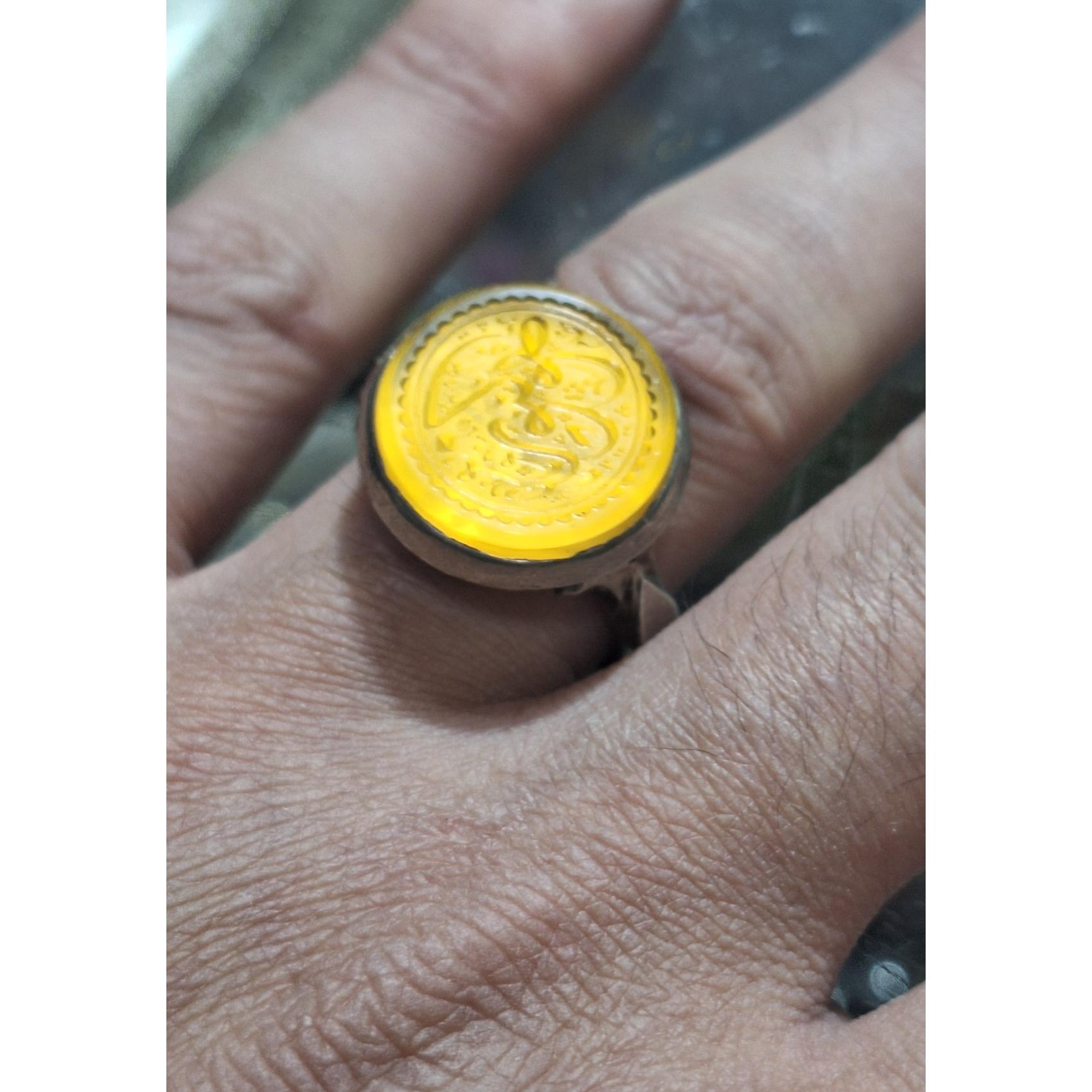 انگشتر نقره نگین عقیق خط