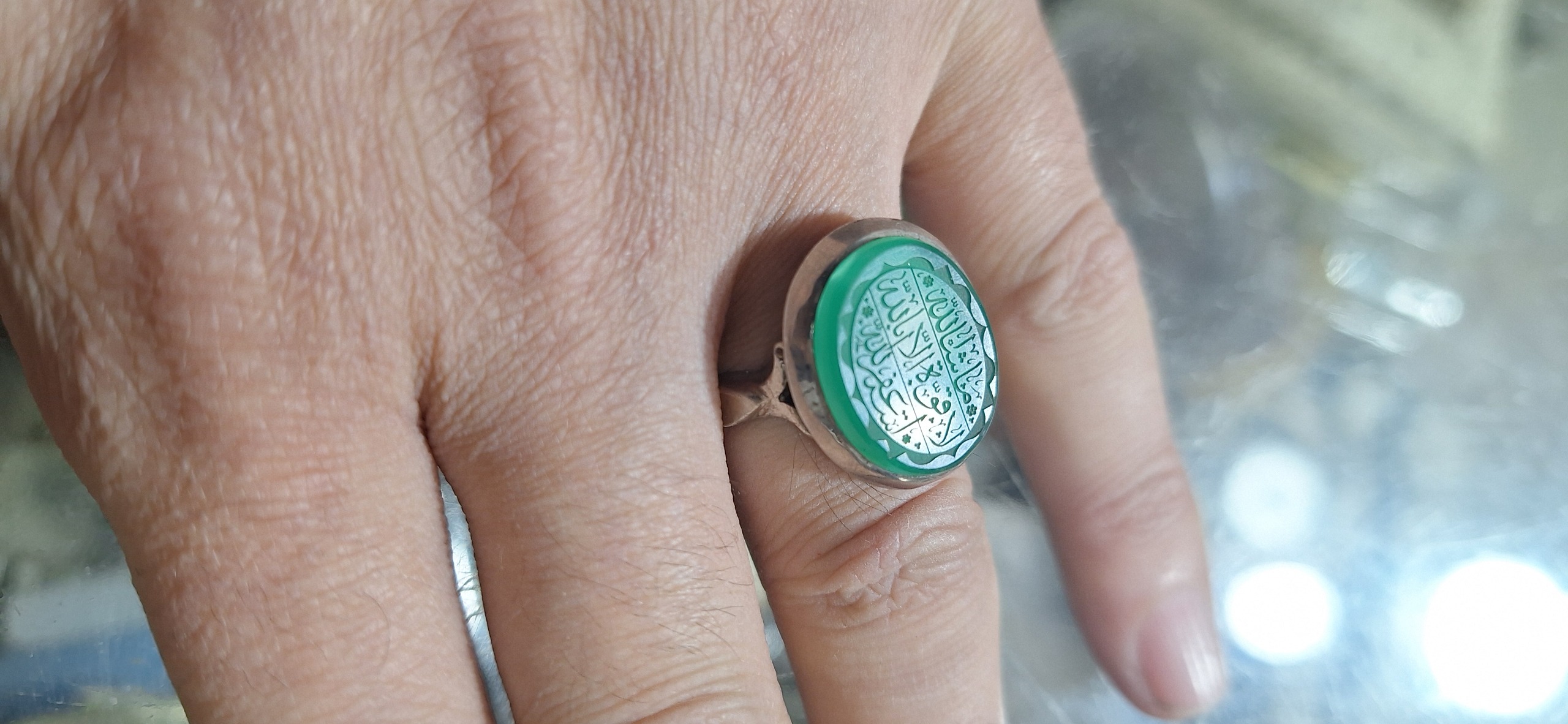 انگشترنقره نگین عقیق خط