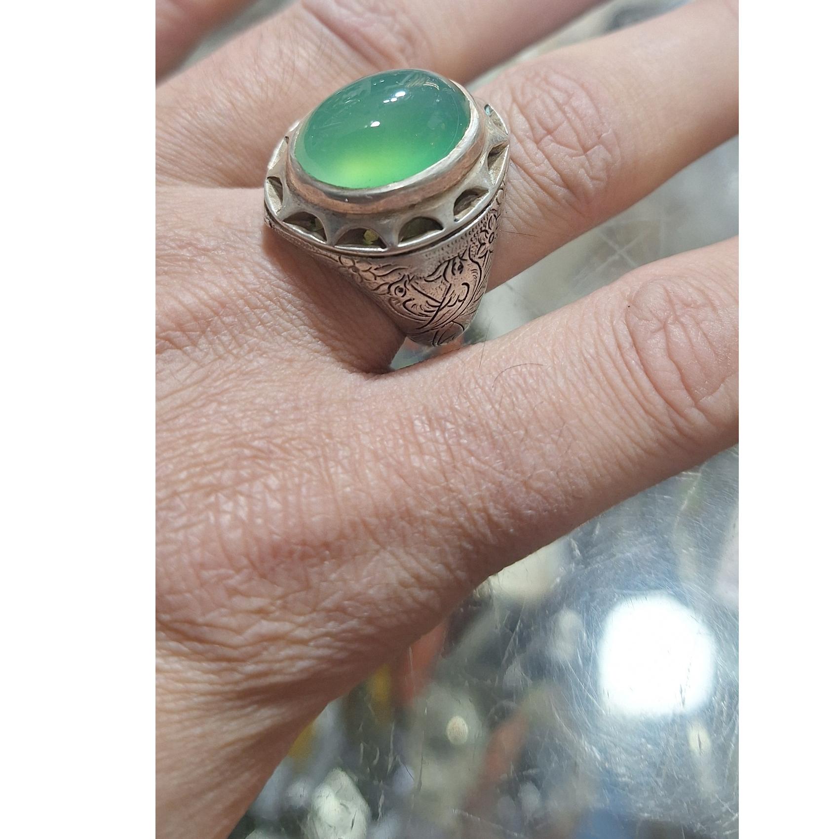 انگشتر نقره قلم زنی