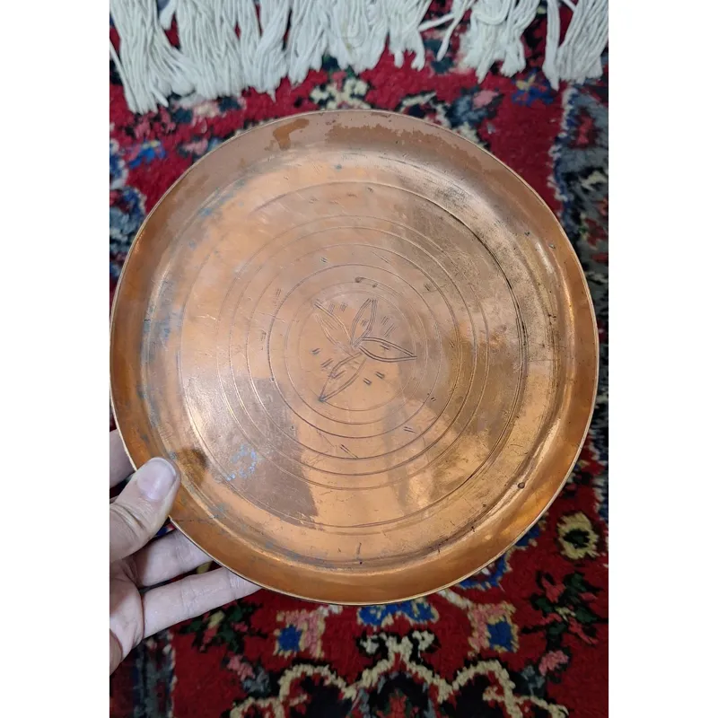 بشقاب مسی قاجاری مهردار