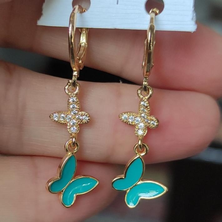 گوشواره پروانه مینا ونگین دار