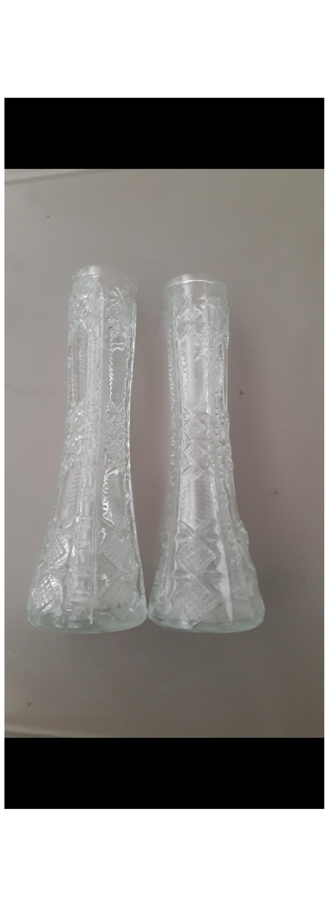 جفت گلدان بلوری بلند خوش نقش 50 سال قبل