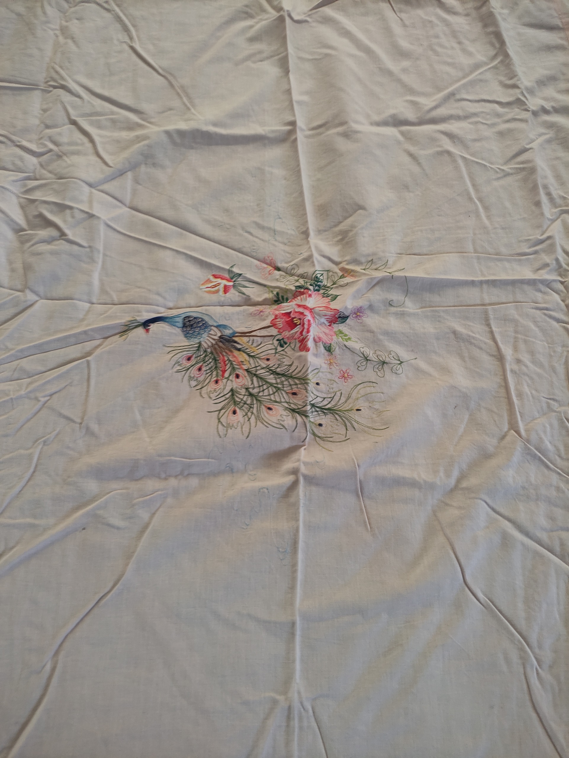 رو تختی کتان خالص طاووس