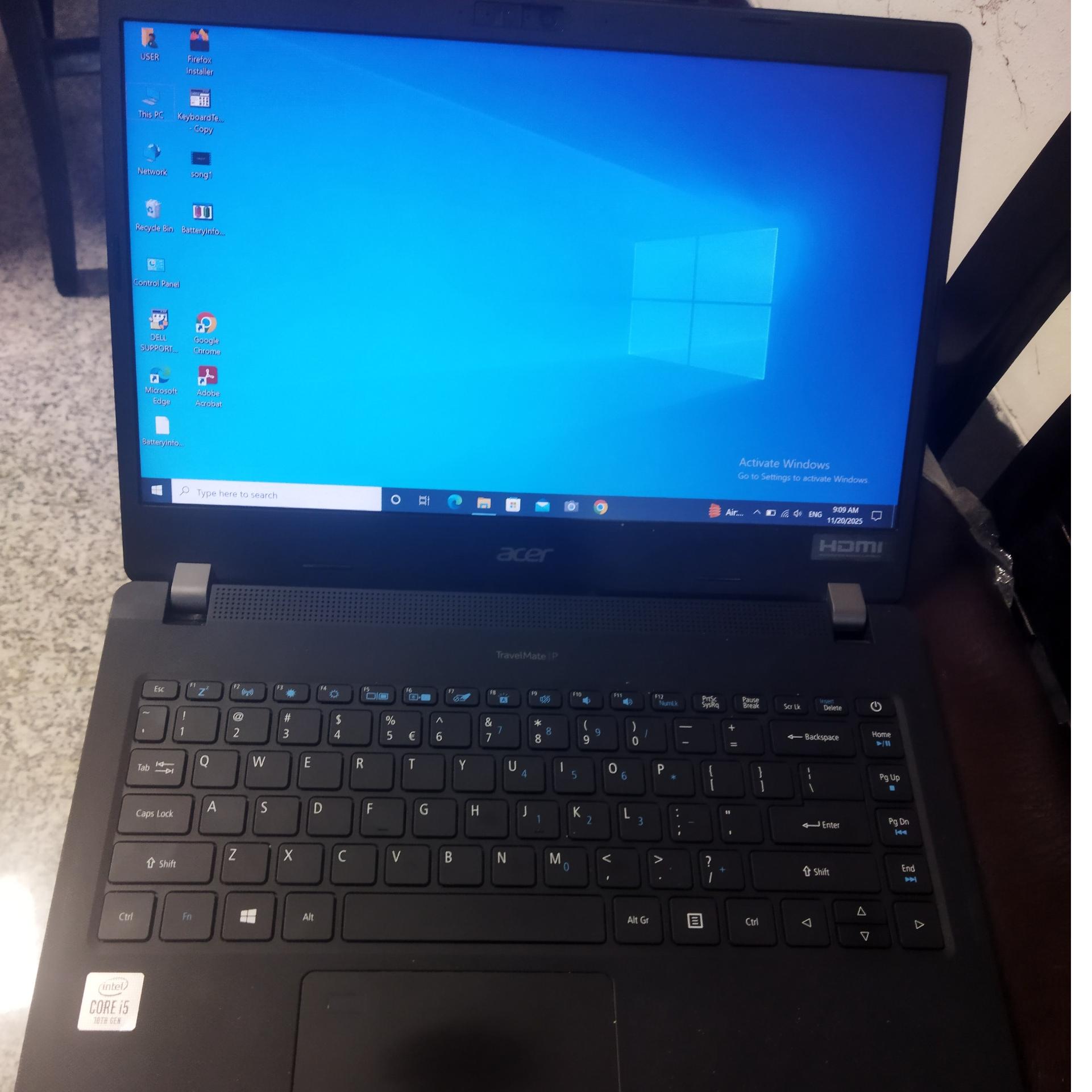 لپ تاپ acer نسل ده رم هشت ssd 256m2