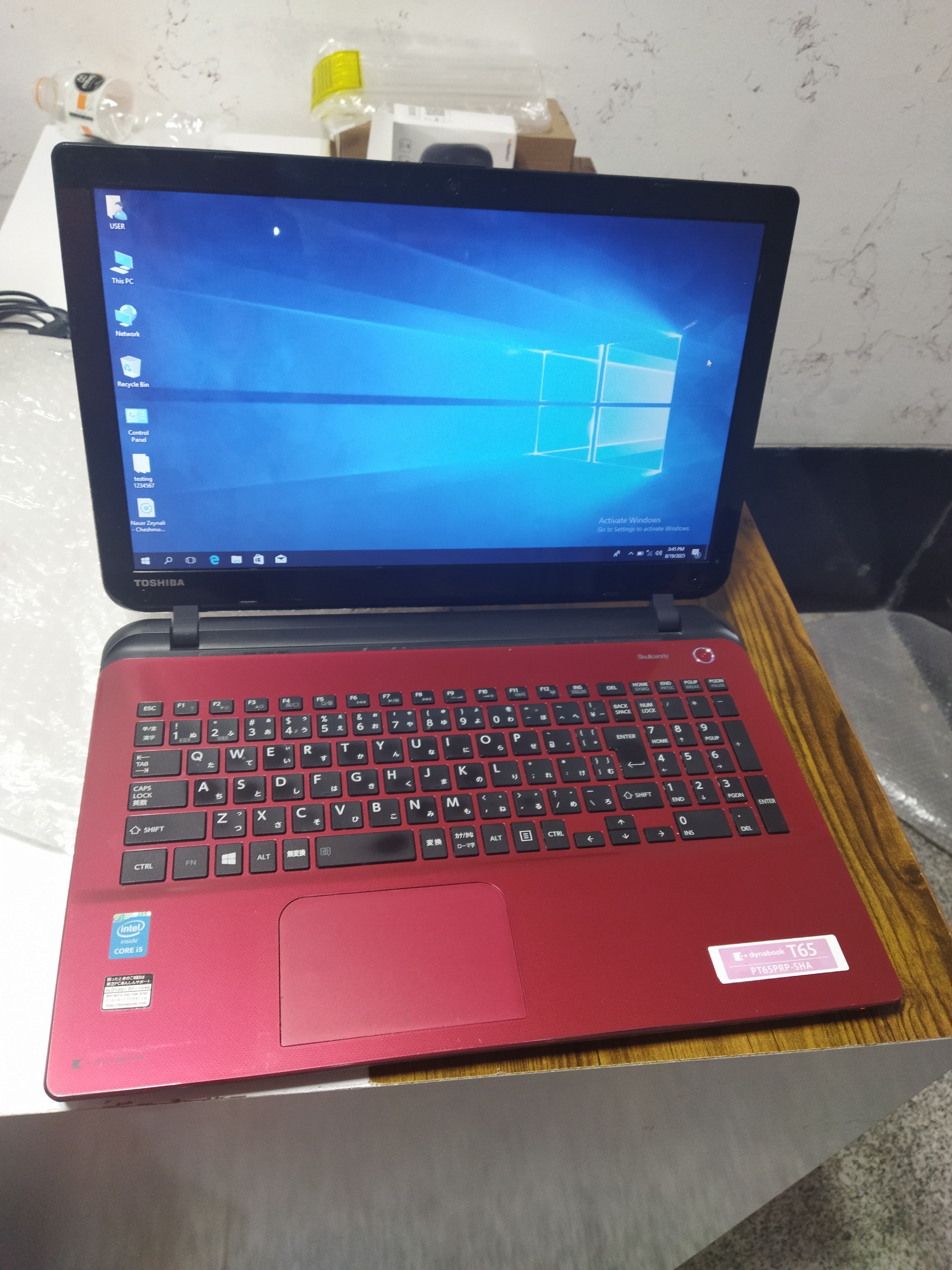 لپ تاپ توشیبا با پردازنده cori5 نسل پنج با ssd pny