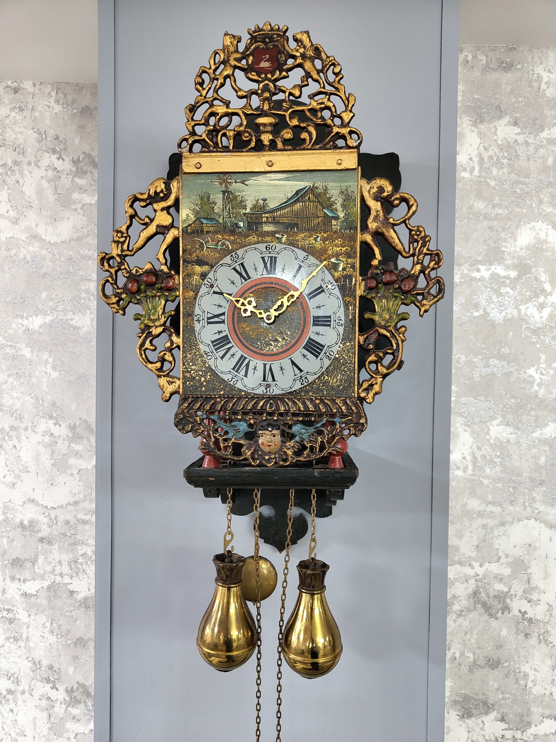 ساعت آنتیک هفتە کوک زنگ دار صفحه نقاشی