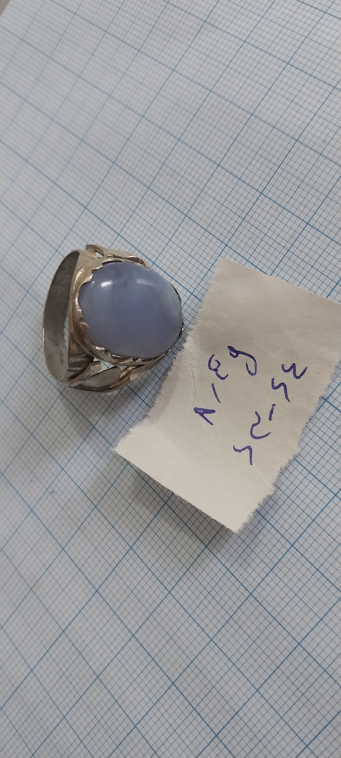 انگشترنقره925 نگین عقیق طبیعی آبی8/4gسایز64