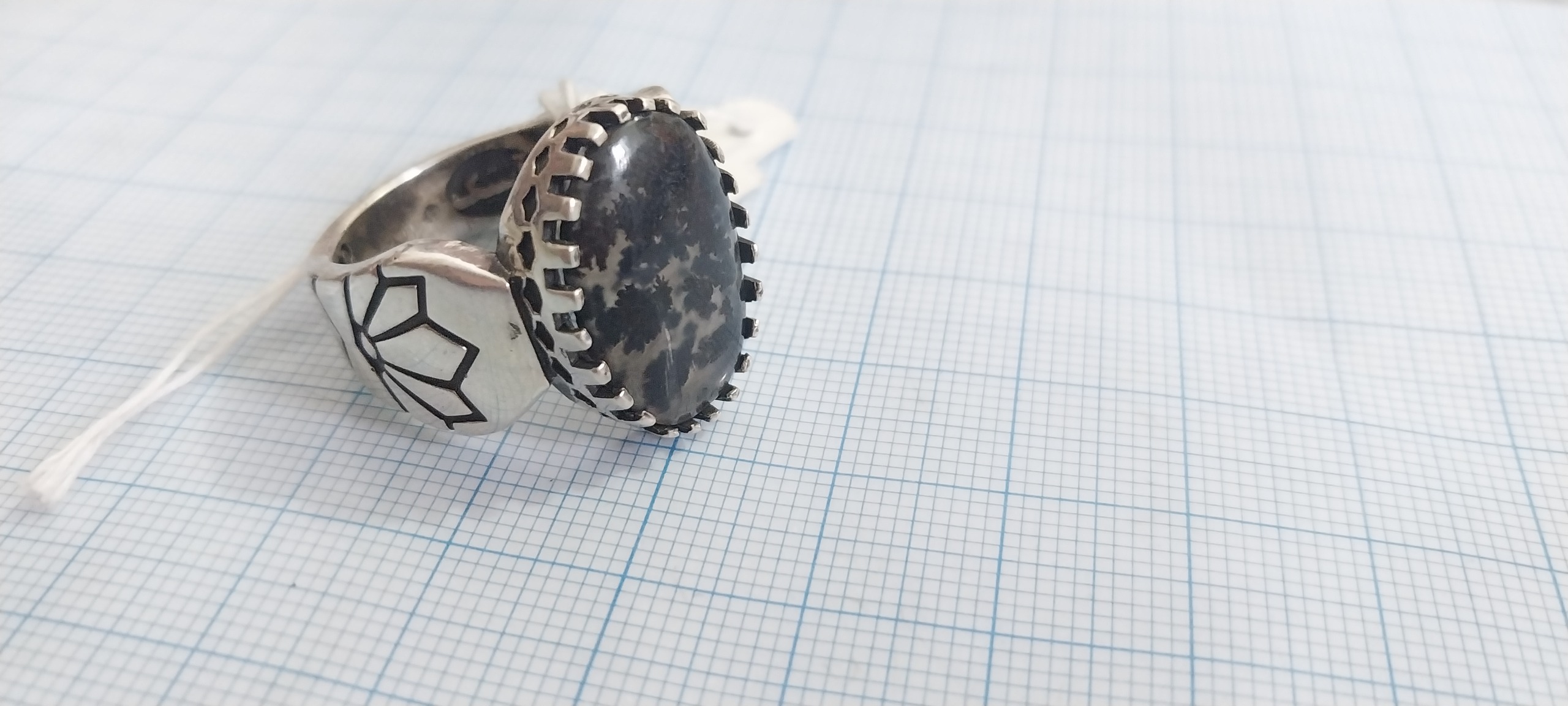 انگشتر نقره925 شجرسیاه 10gسایز63بافاکتور