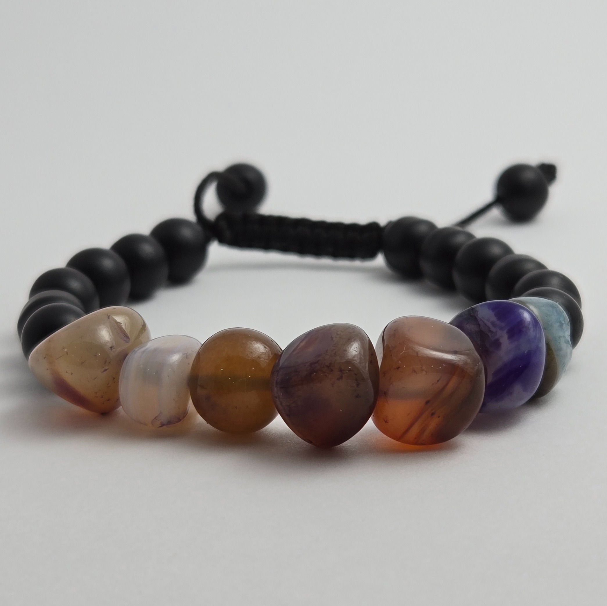 دستبند سنگی آمورف مهره های عقیق برزیلی