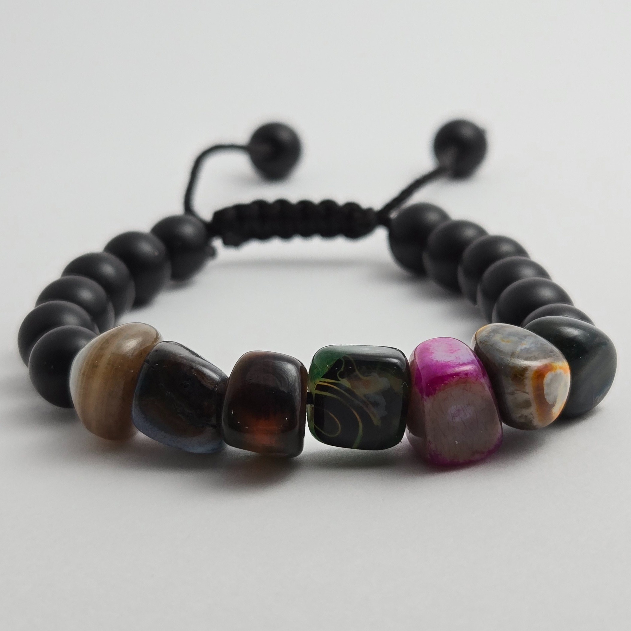 دستبند سنگی آمورف مهره های عقیق برزیلی2