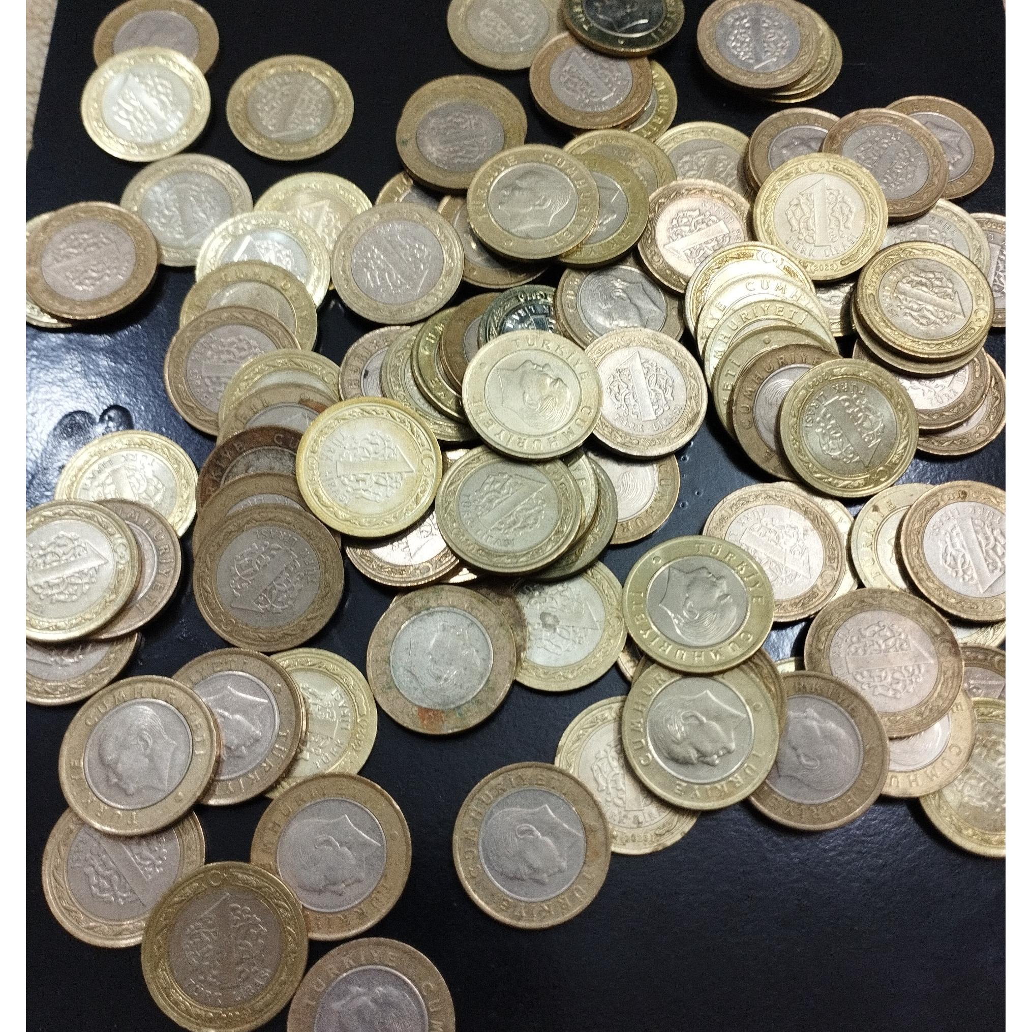 ست 100 عددی از سکه های 1 لیری ترکیه با کیفیت بالا
