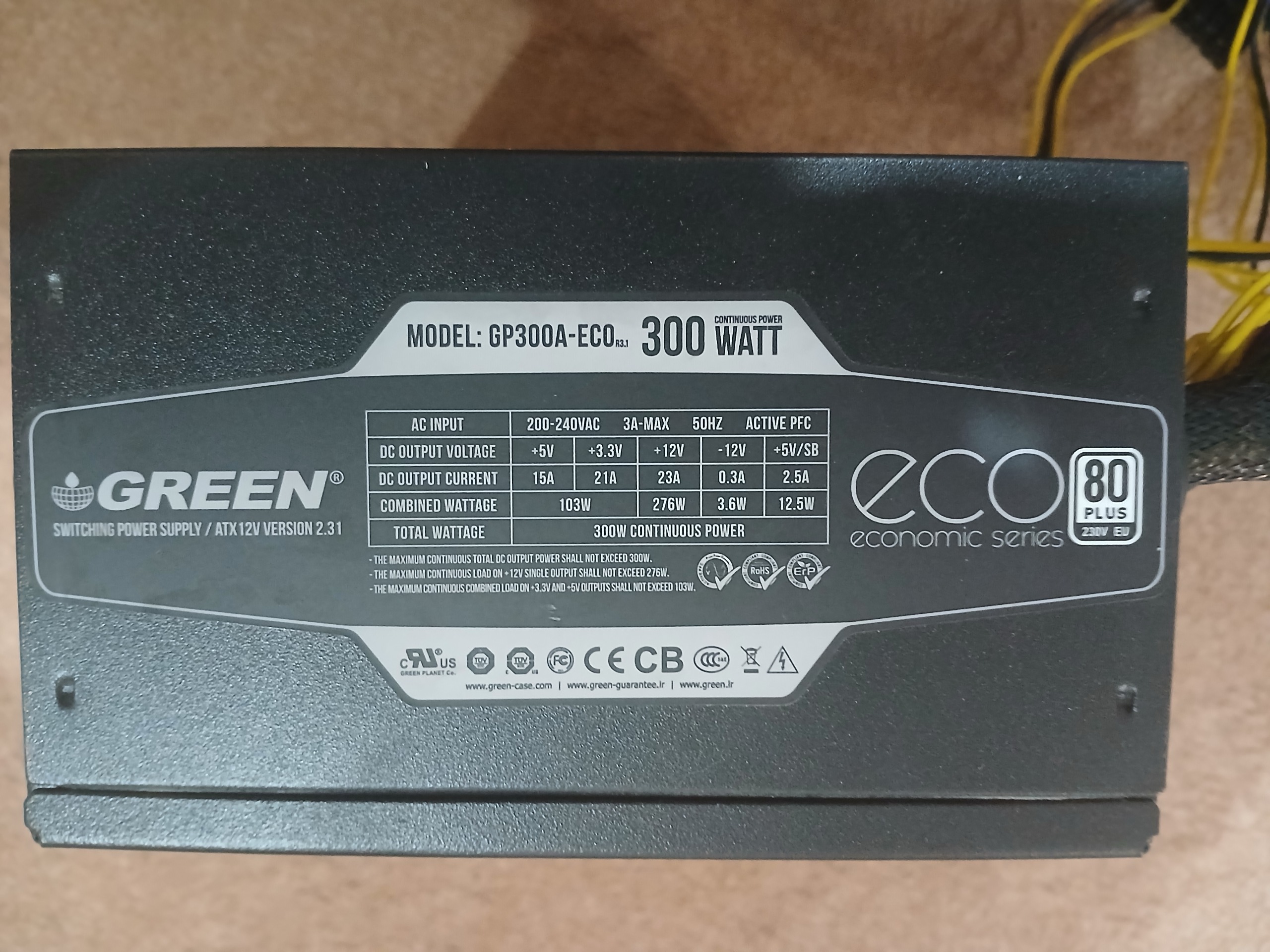 پاور گرین 300w جدید با 8pin cpu