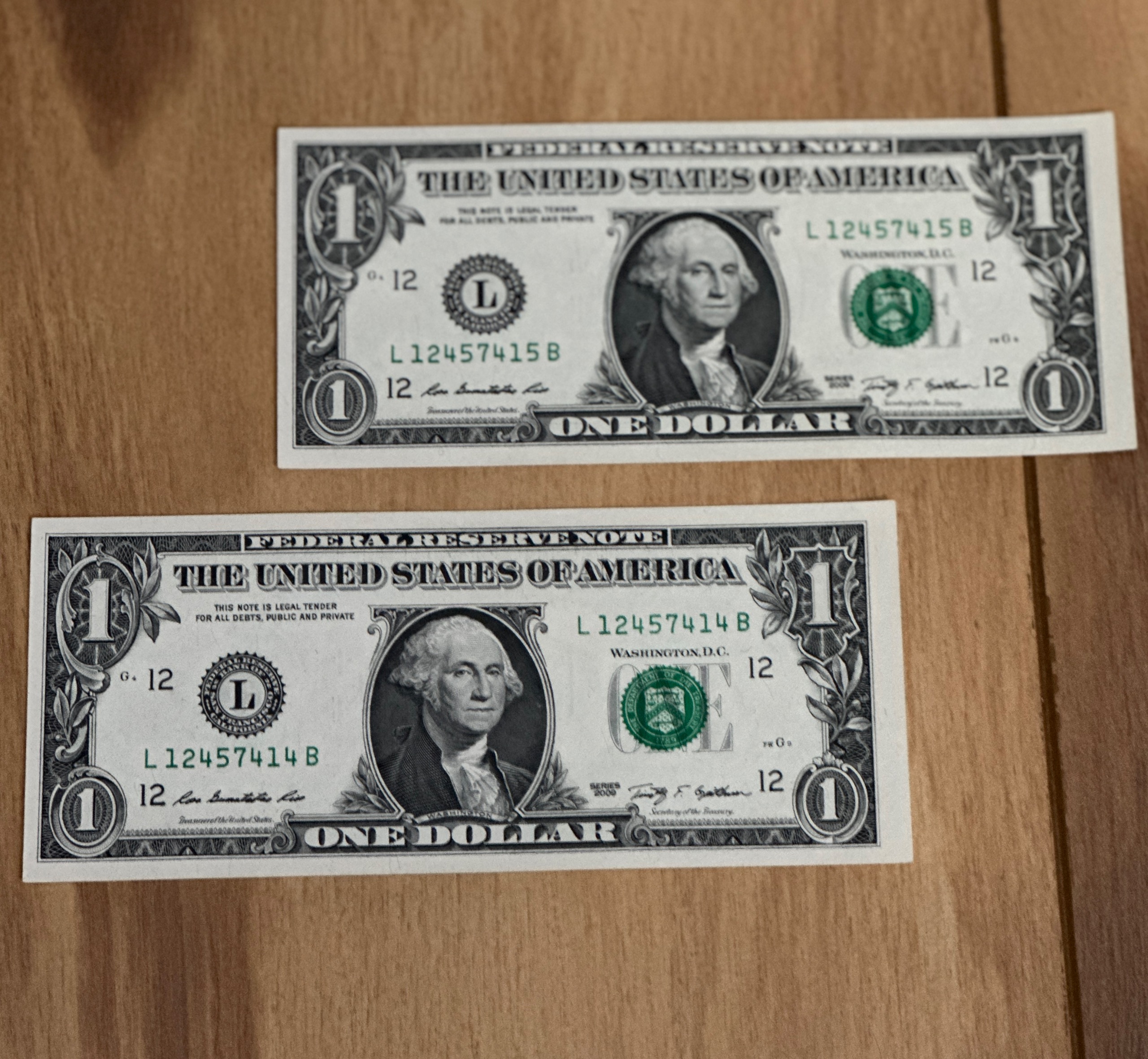 جفت اسکناس خاص کلکسیونی تک یک 1 دلار آمریکا