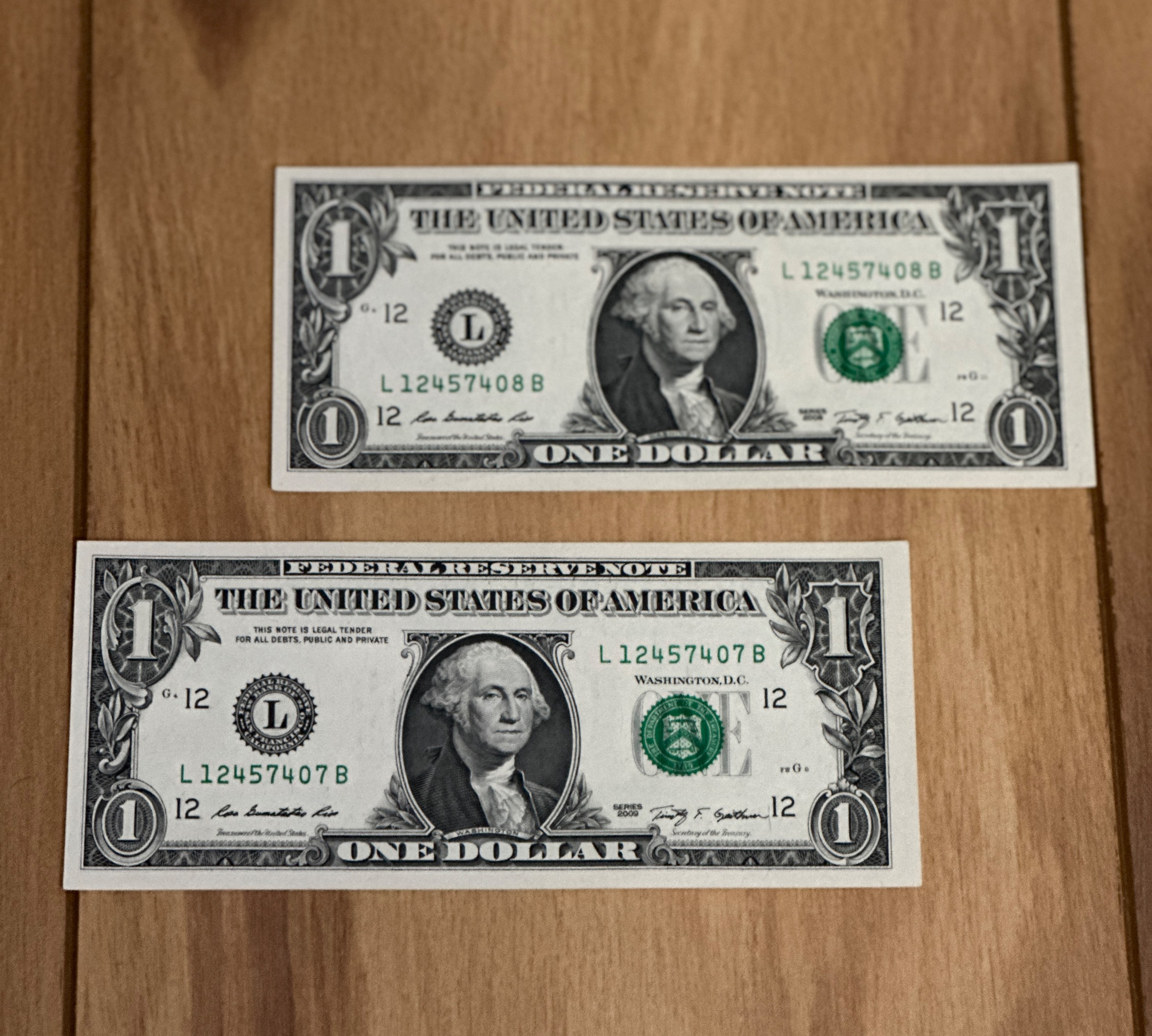 جفت اسکناس خاص کلکسیونی تک یک 1 دلار آمریکا