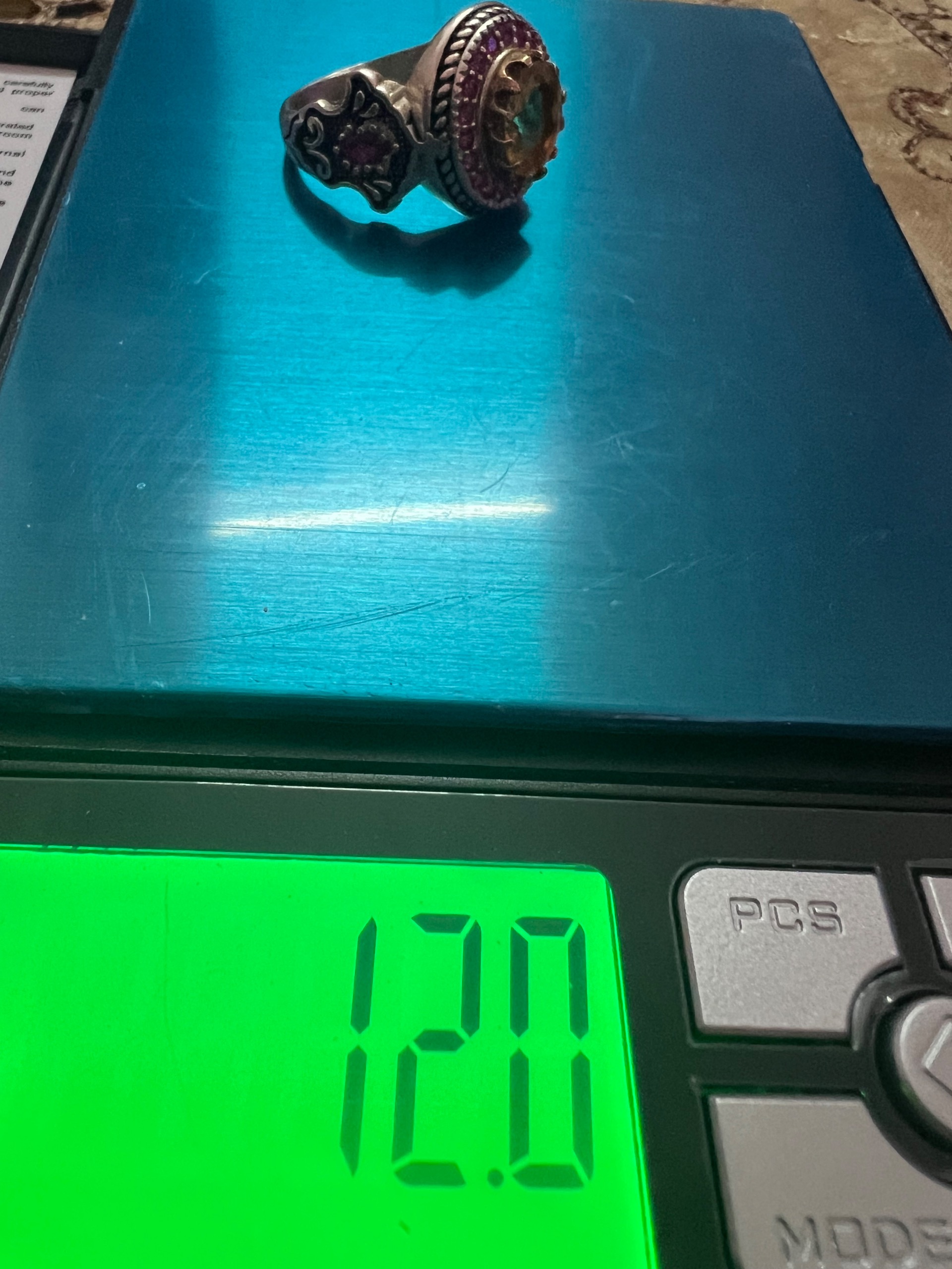 انگشتر سترین سنگ اصل و رکاب نقره 925