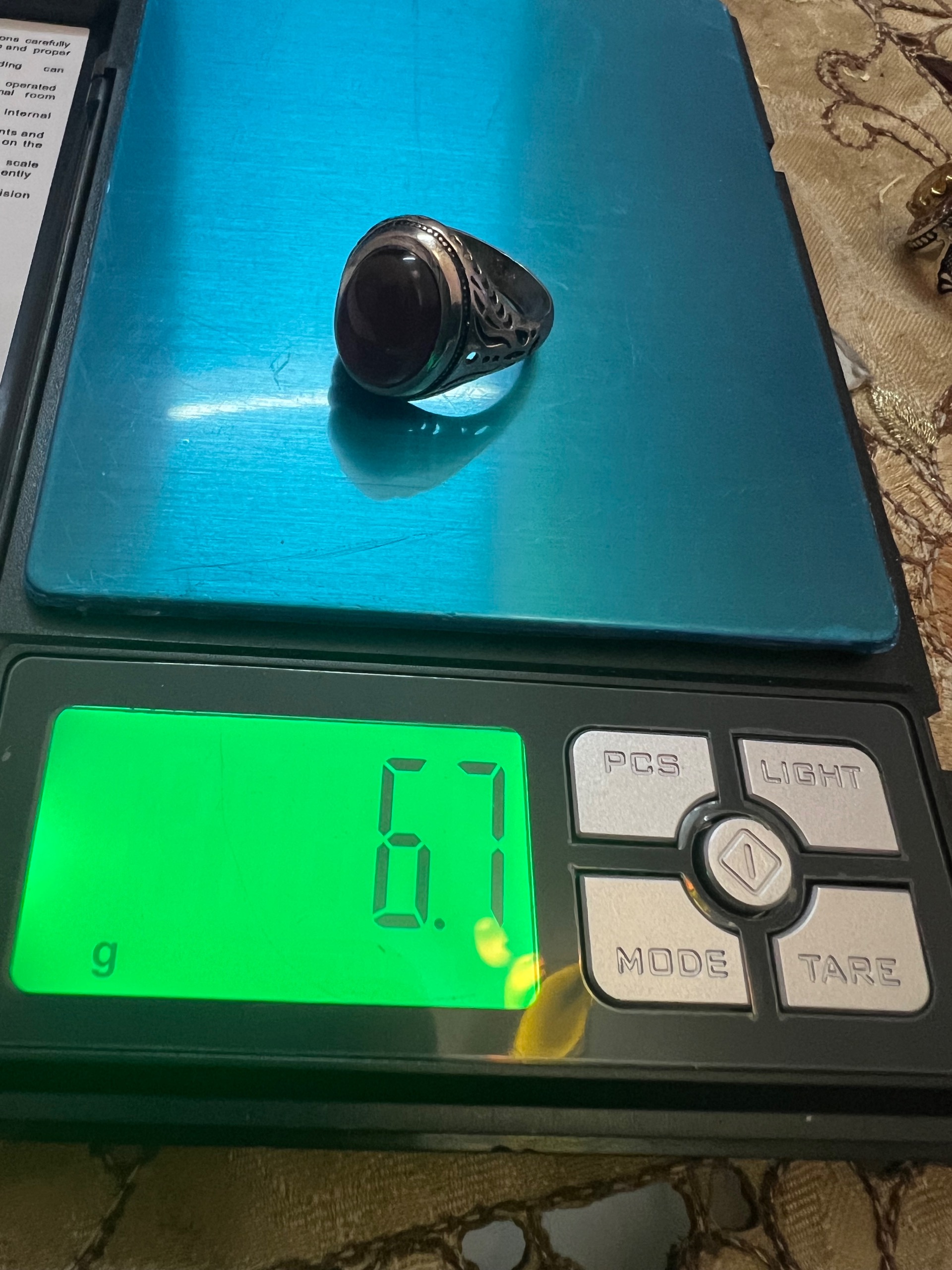 انگشتر عقیق قرمز رکاب  نقره 925