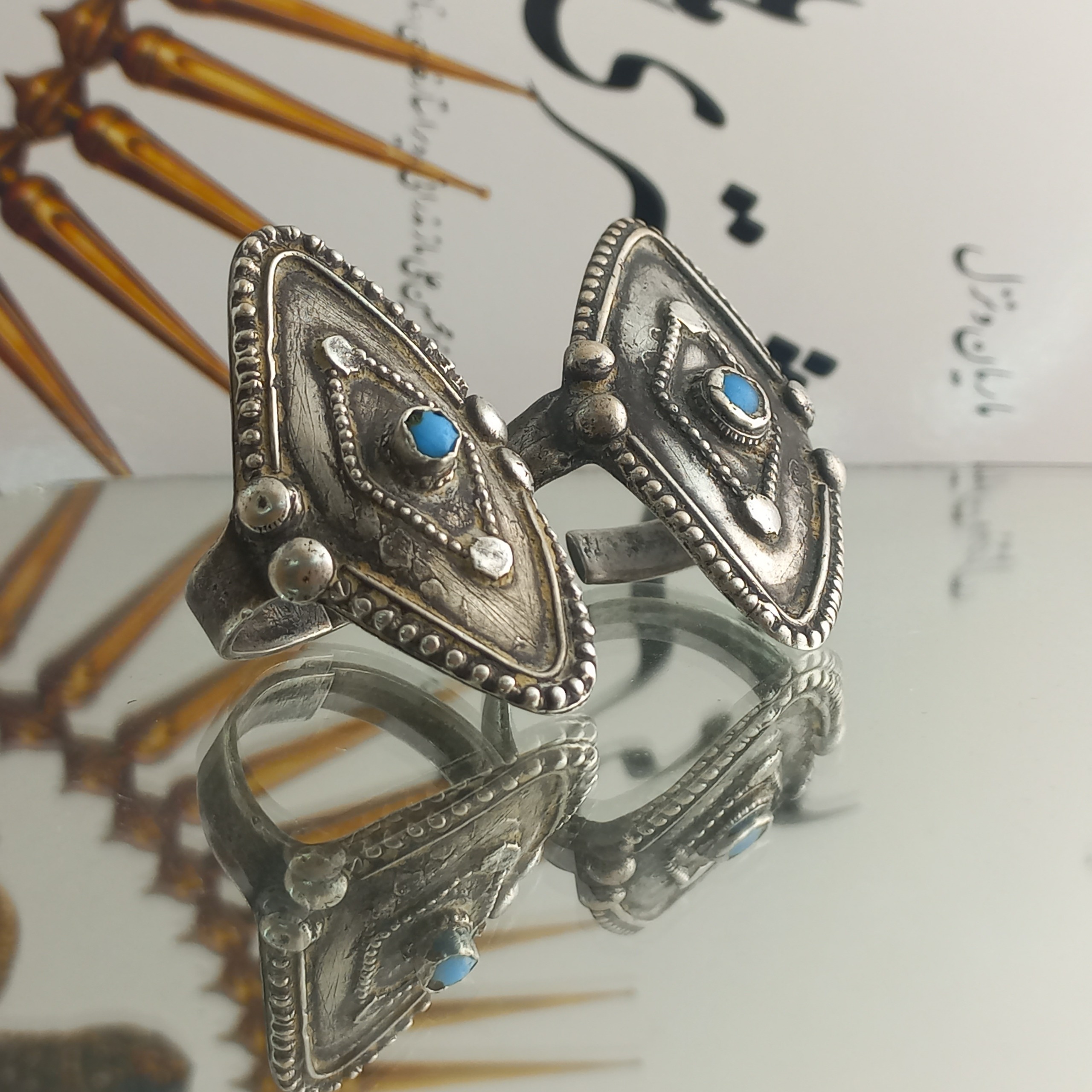 انگشتر لوزی نقره قاجار 20 گرم
