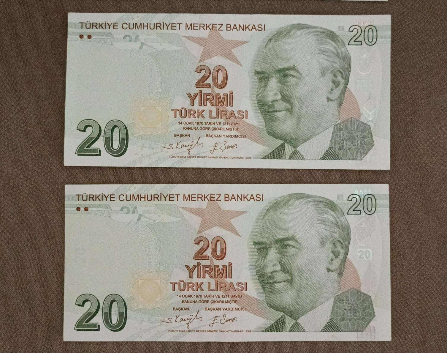 پک 2 عددی اسکناس 20 لیری ترکیه