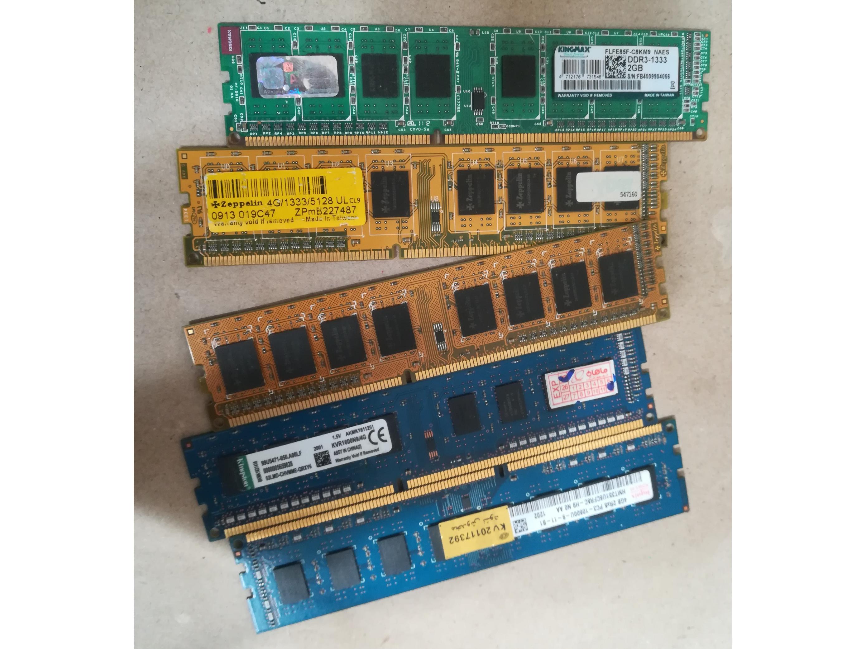 5 عدد رم نیمسوز و سوخته ddr3