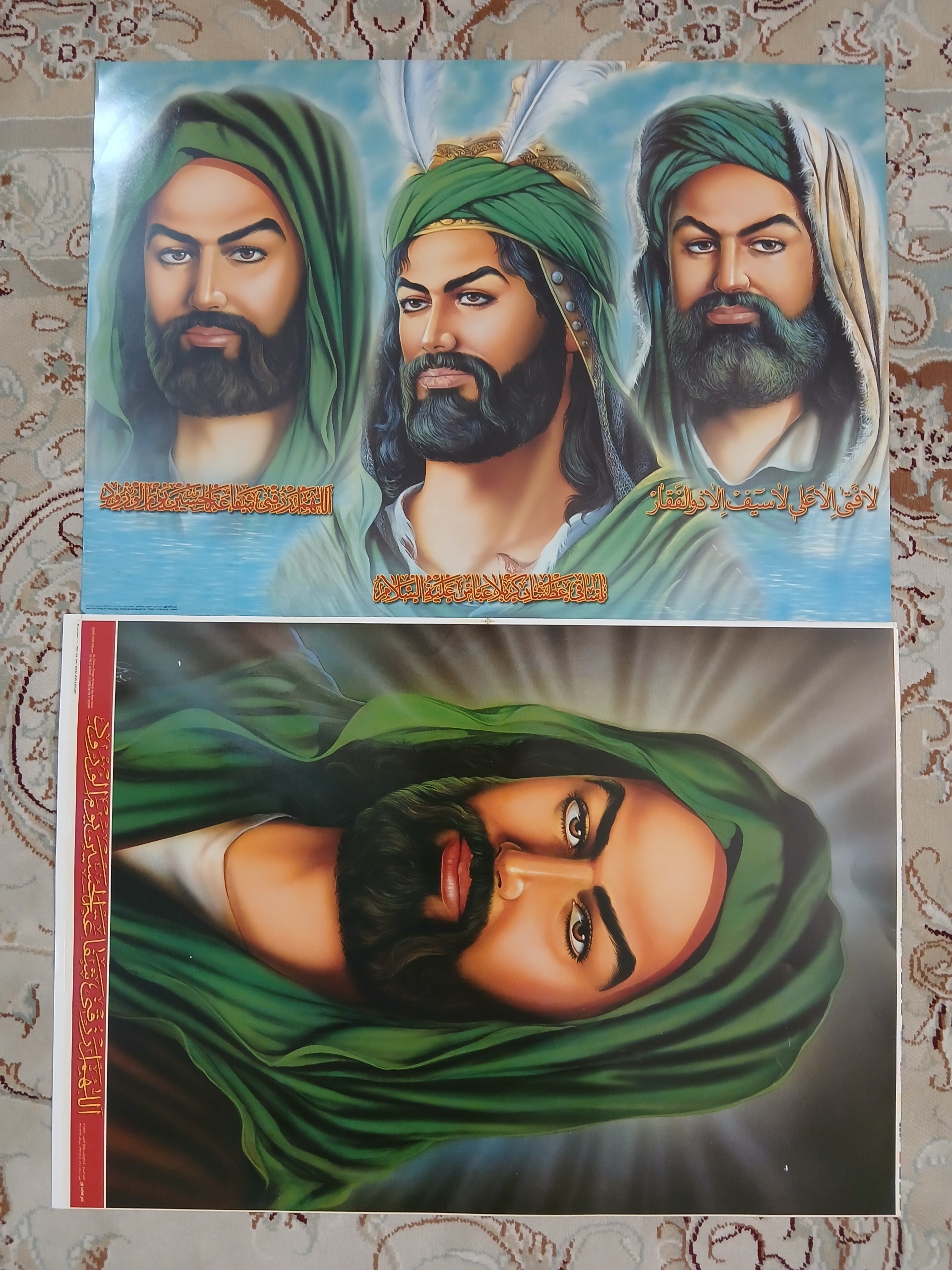 2پوستر قدیمی از شمایل امام حسین و ائمه