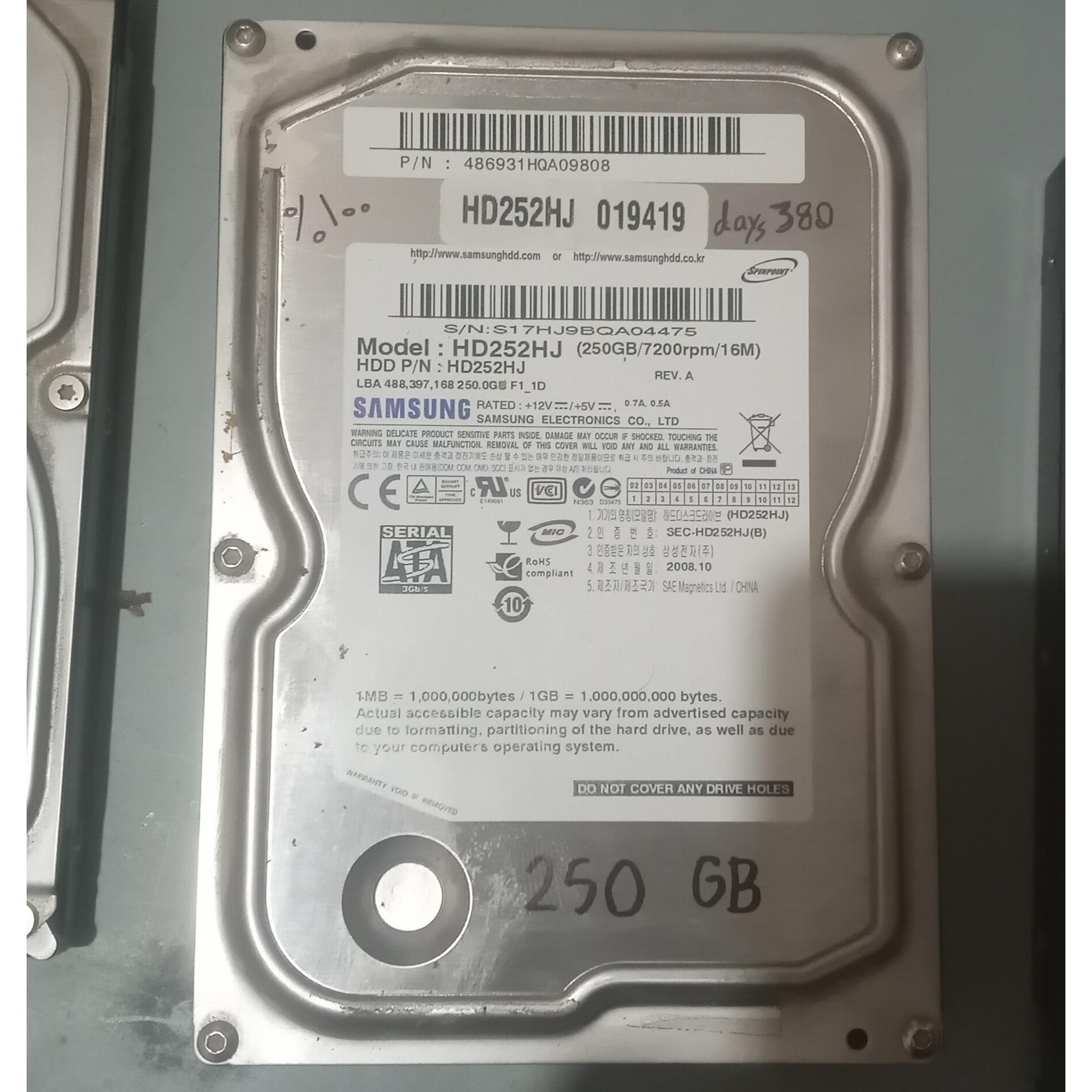 هارد 250 گیگ سلامت 100