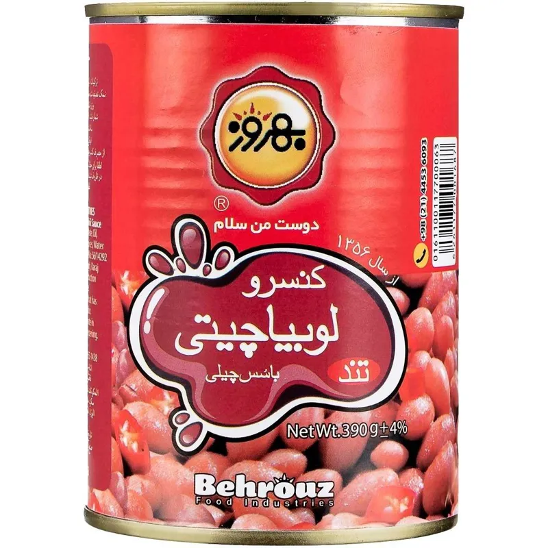 کنسرو لوبیا در سس چیلی بهروز 390 گرمی