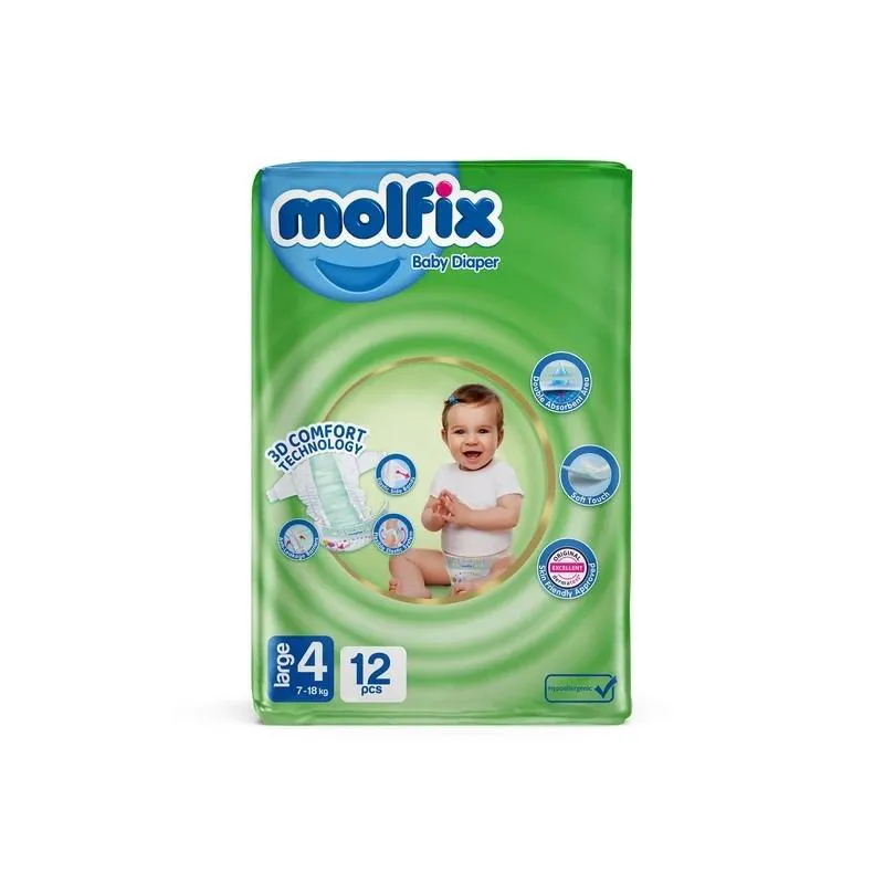 پوشک کودک مولفیکس سایز 4 بسته 12عددی