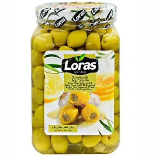 زیتون سبز با مغز سیر لوراس loras اصل ترکیه