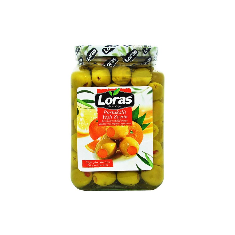 زیتون سبز با مغز پرتغال Loras وارداتی اصل ترکیه