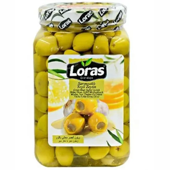 زیتون سبز با مغز سیر لوراس loras اصل ترکیه