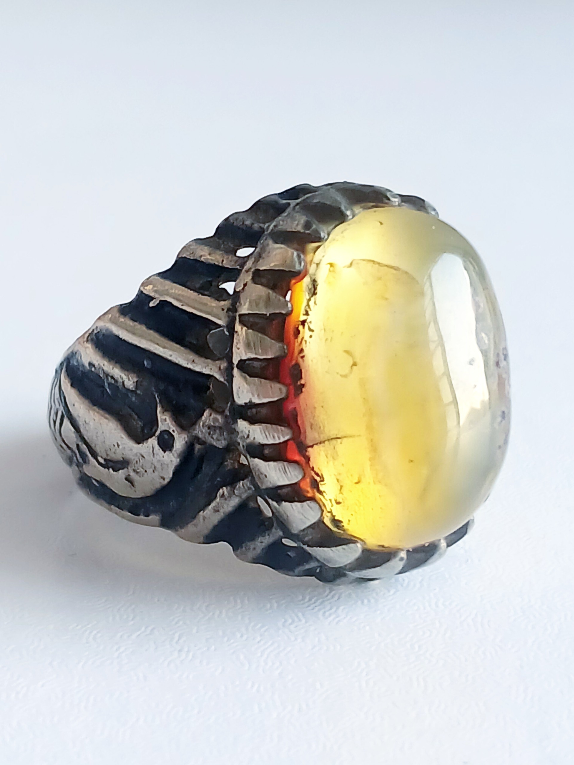 انگشتر عقیق زرد رکاب پرنده