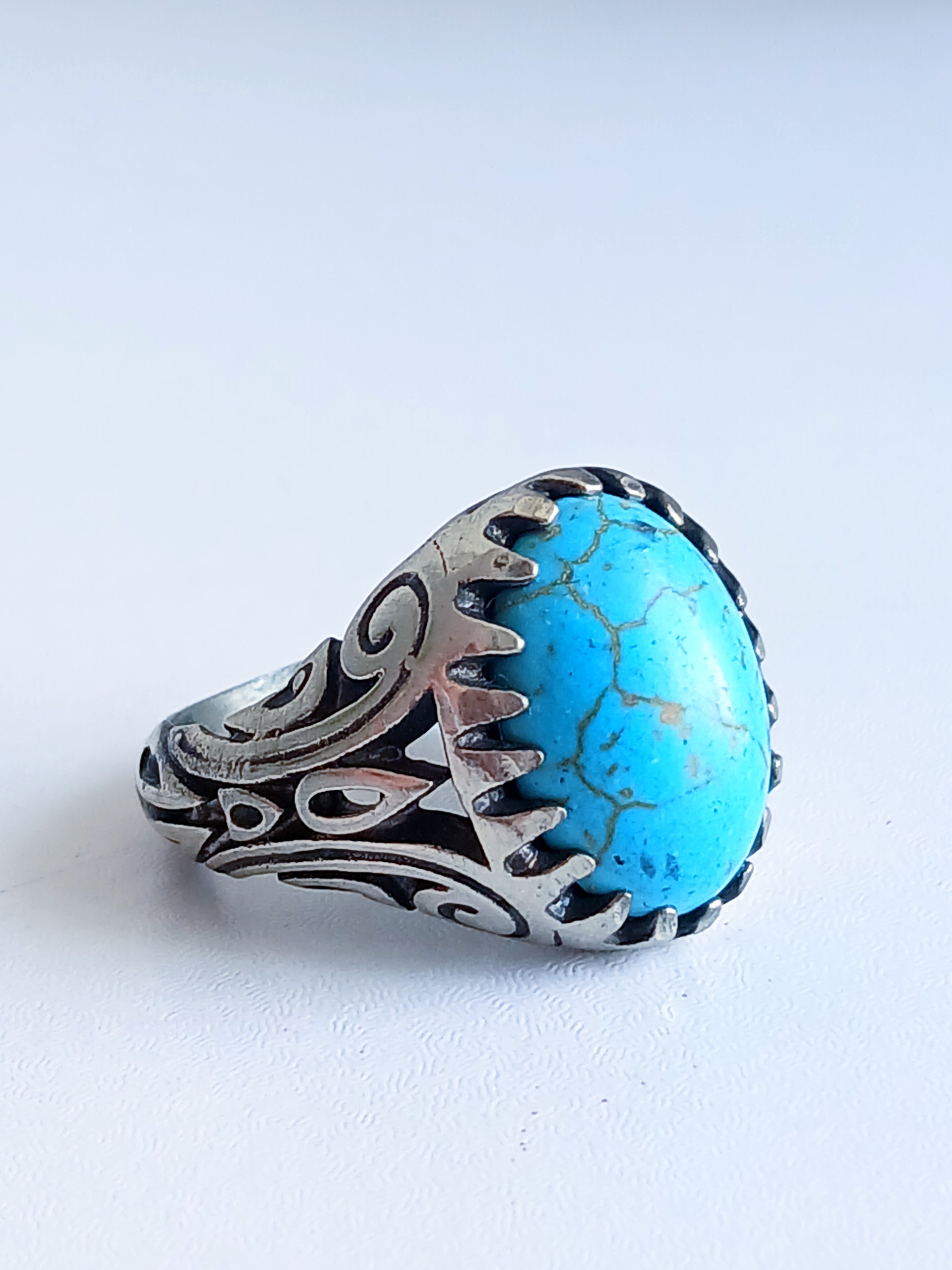 انگشتر فیروزه تبتی زیبا