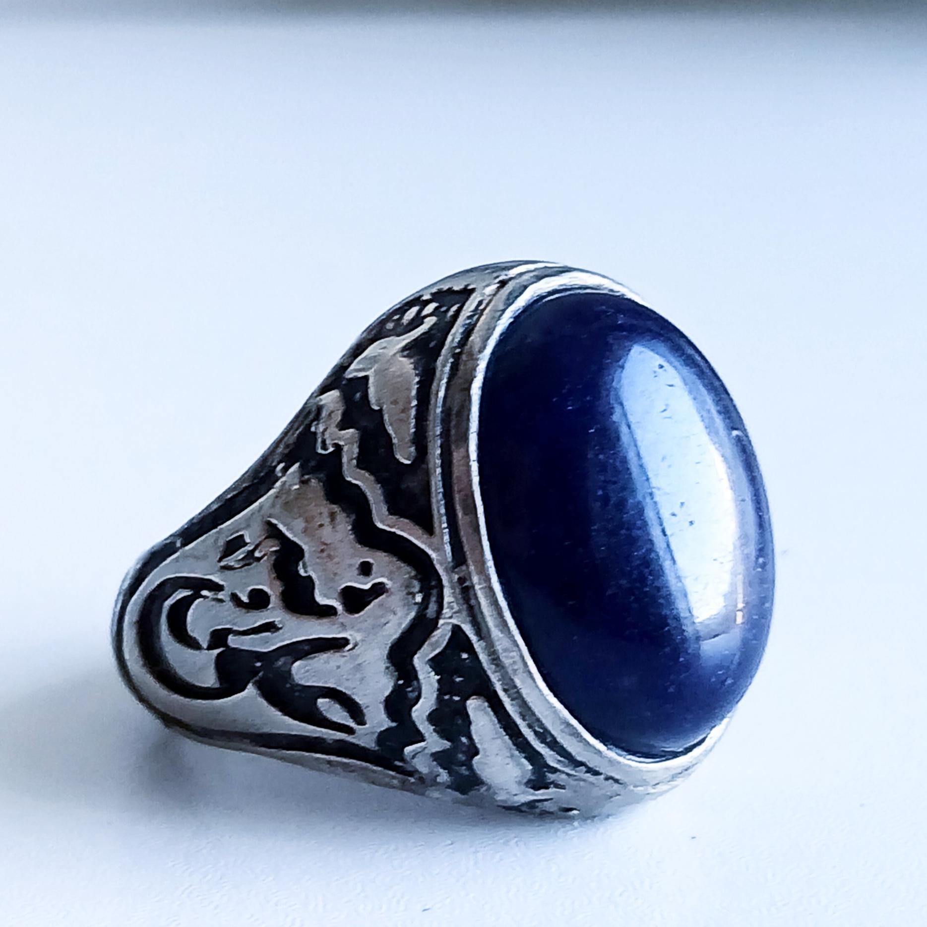 انگشتر طرح یاقوت کبود رکاب علی ولی الله