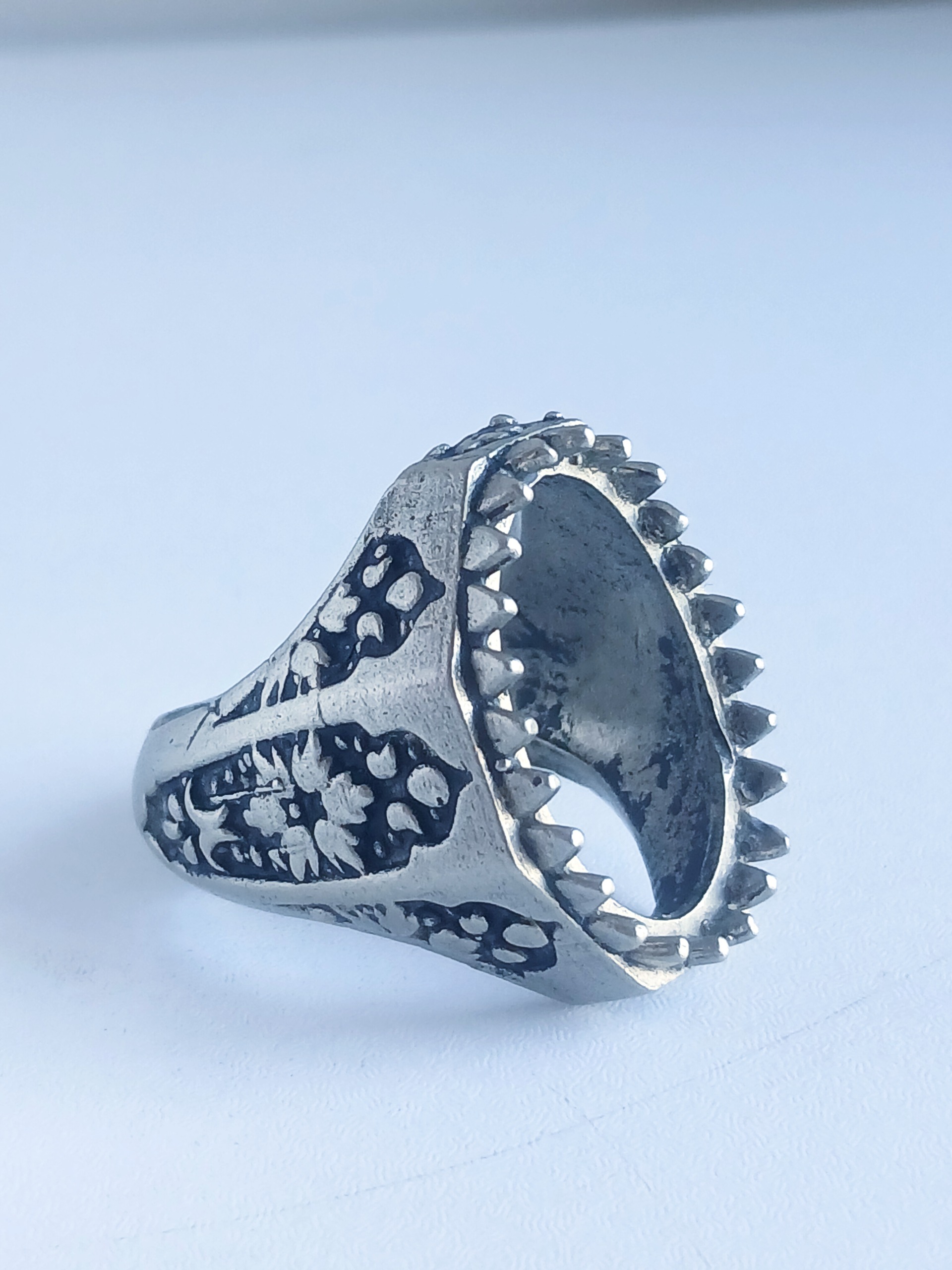 رکاب انگشتر نقره عیار مدل گل زیبا