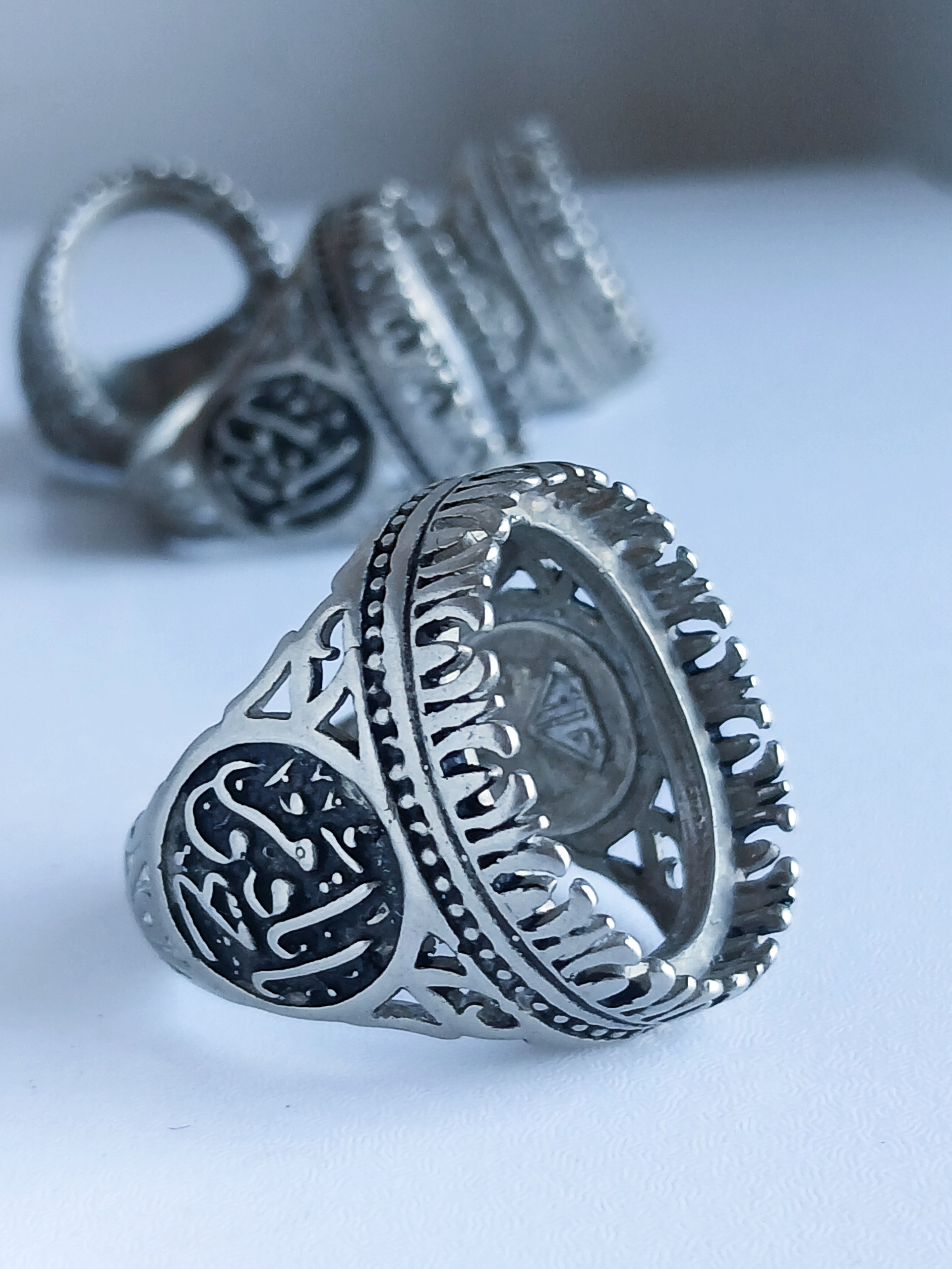 رکاب انگشتر نقره عیار مدل مذهبی درشت