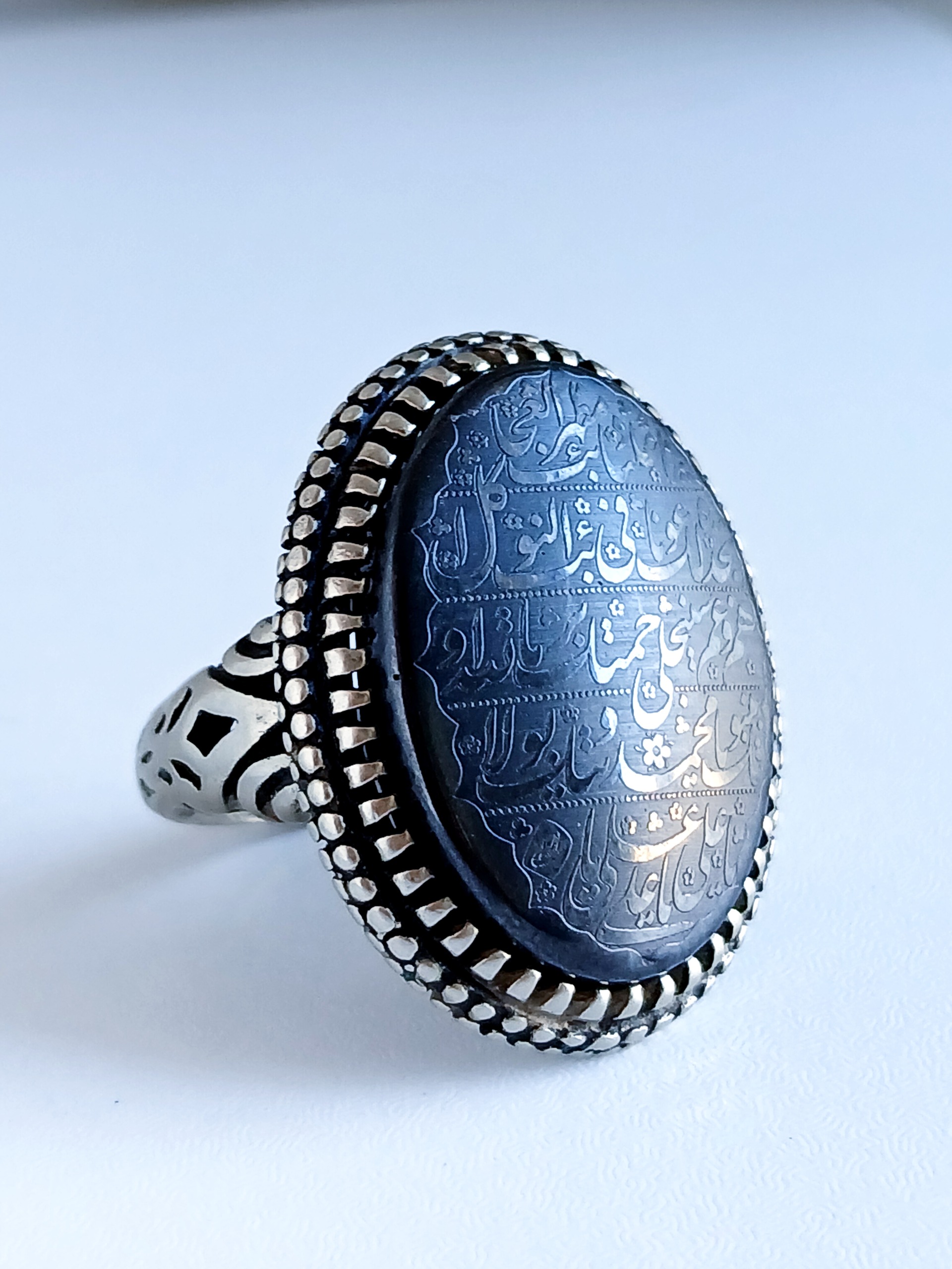 انگشتر حدید صینی خطی قرآنی زیبا