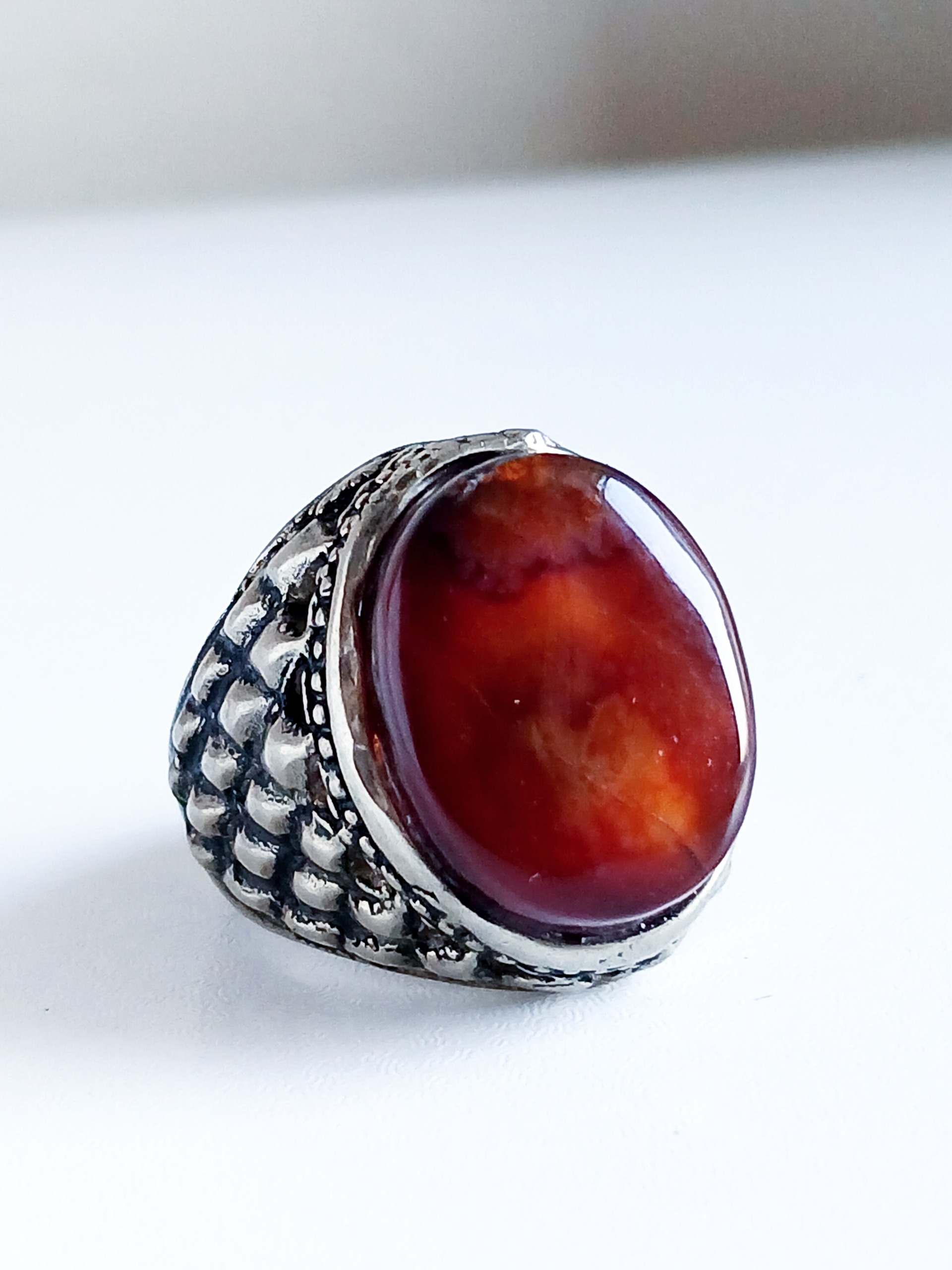 انگشتر عقیق سرخ ترکیبی زیبا