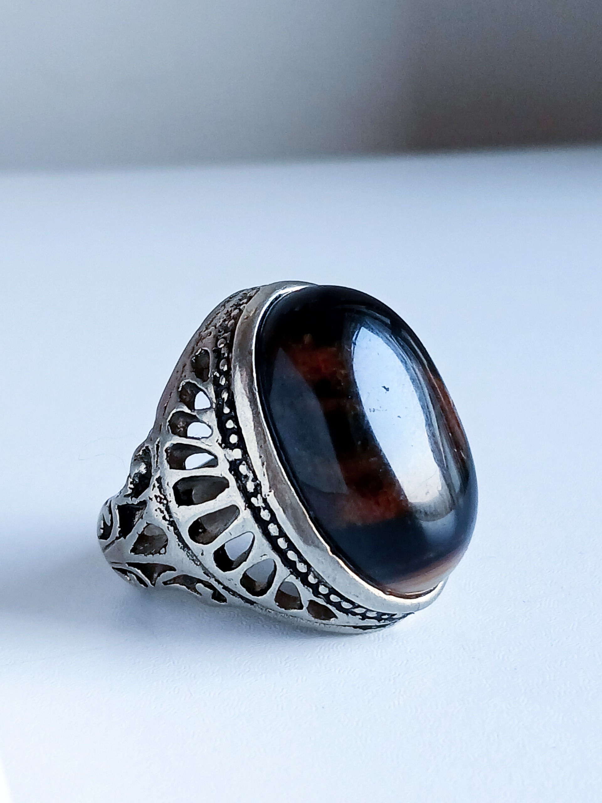 انگشتر عقیق تریاکی ترکیبی کیفیت عالی