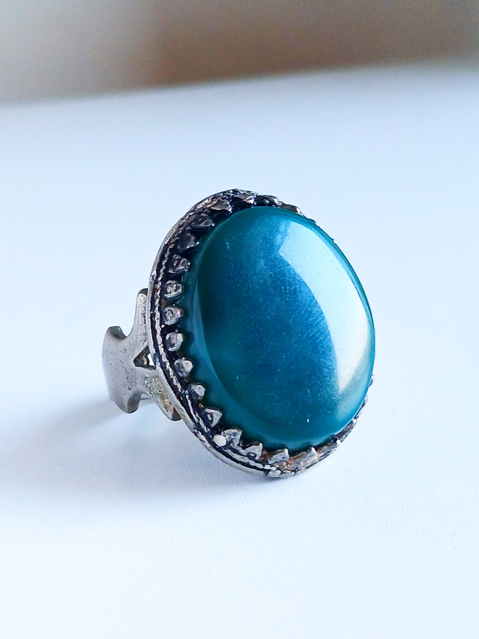 انگشتر عقیق سبز یشمی زیبا