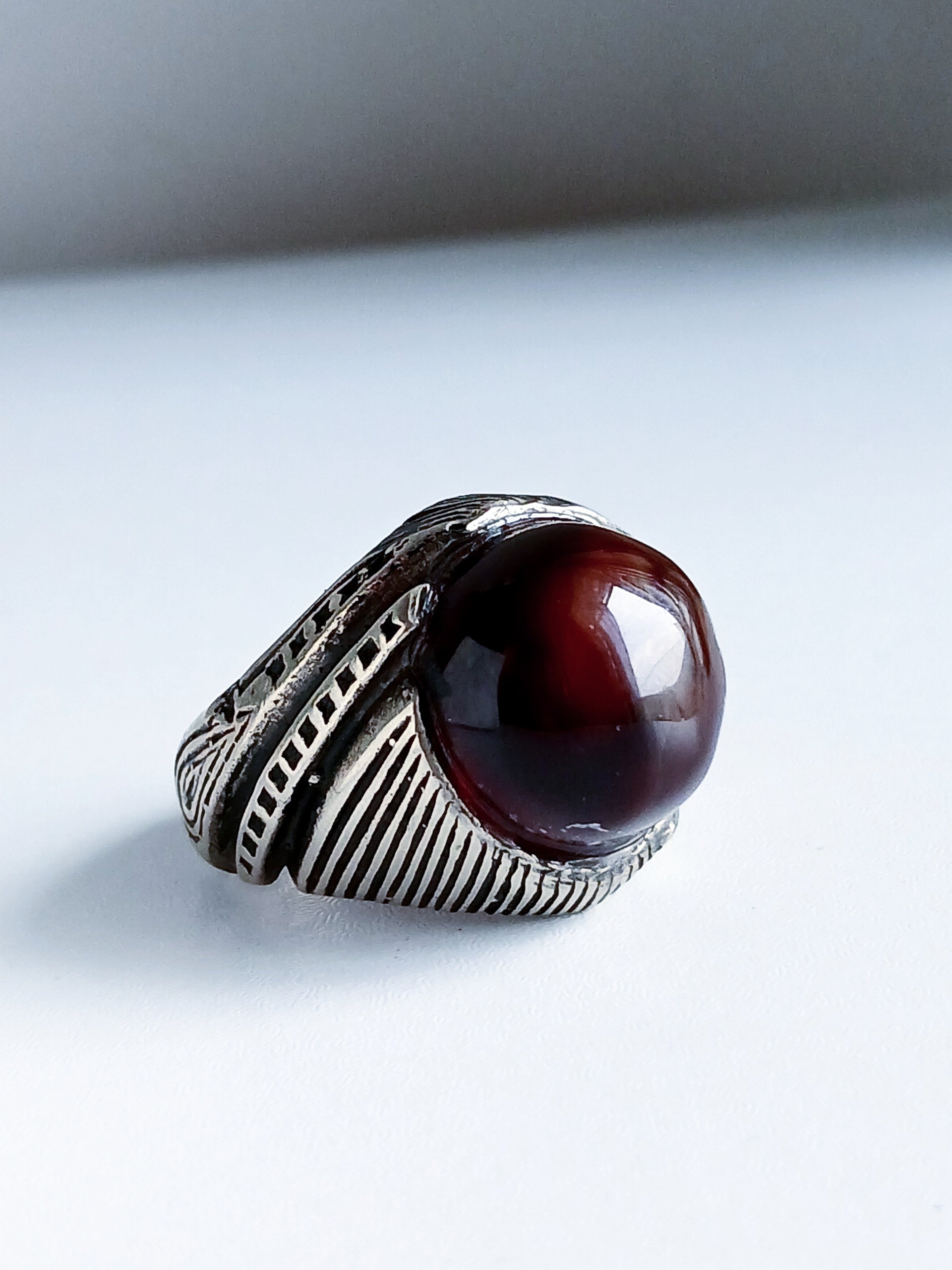 انگشتر عقیق سلیمانی رکاب ضخیم و خاص