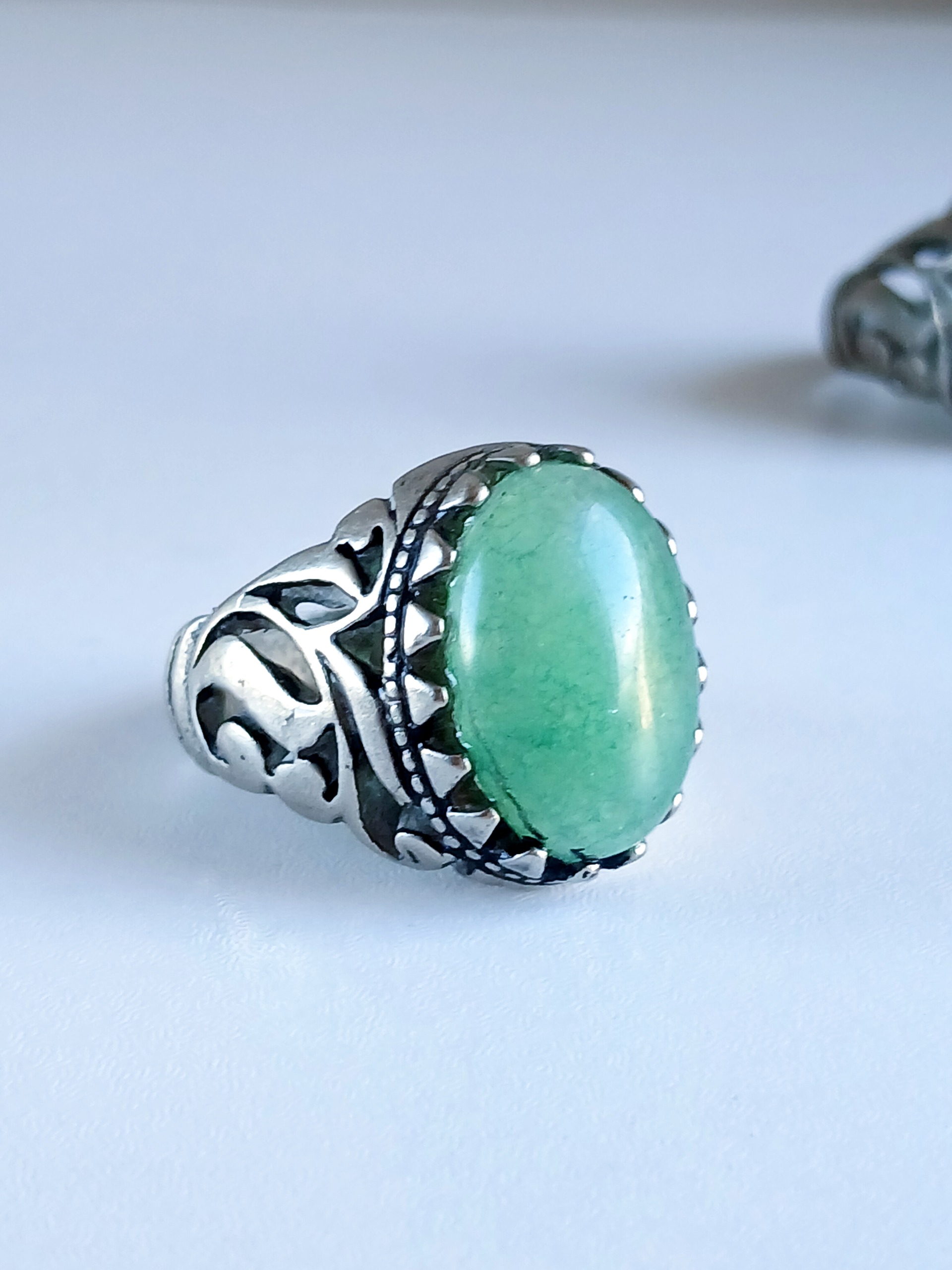 انگشتر آونتورین سبز زیبا