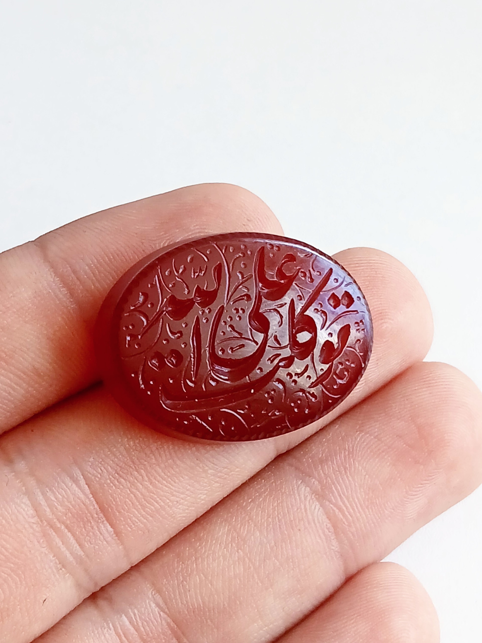 نگین عقیق کرزی درشت حکاکی توکل علی الله