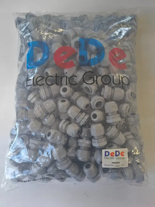 گلند کابل پلاستیکی PG9 برند DeDe بسته 100 عددی